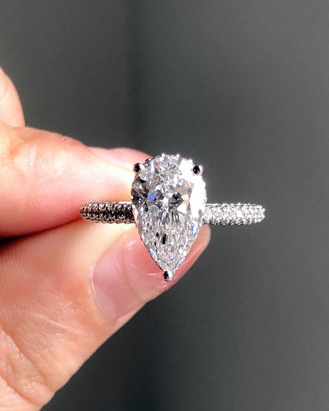 3 CT Pear Cut Moissanite Engagement Ring