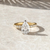 2 Ct Elongated Pear Cut Moissanite Engagement Ring
