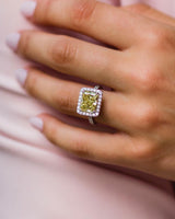 3.80 Ct Canary Yellow Radiant Cut Moissanite  Ring