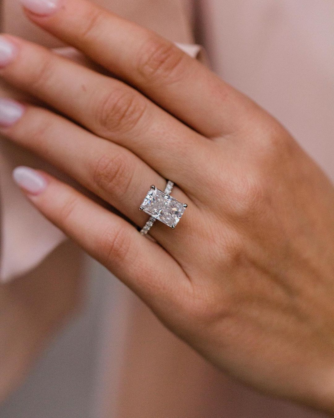 Radiant sale cut moissanite ring