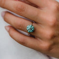 4 Ct Round Cut Blue Green Moissanite Ring