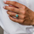 Green 3 Ct  Round Cut Moissanite Engagement Ring