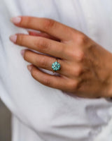 Green 3 Ct  Round Cut Moissanite Engagement Ring