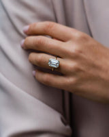 Bezel Set 5.30 Ct Emerald Cut Moissanite Ring