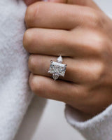 5 Ct Radiant Cut Three Stone Moissanite Ring