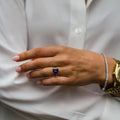 4 Ct Blue Emerald Cut Moissanite Engagement Ring