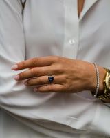 4 Ct Blue Emerald Cut Moissanite Engagement Ring