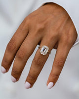 Old Mine 6.20 Ct Emerald Cut Moissanite Ring