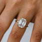 Old Mine 6.20 Ct Emerald Cut Moissanite Ring