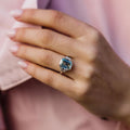 6.20 Ct Light Blue Emerald Cut Moissanite Ring