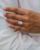 7.10 Ct Emerald Cut Moissanite Engagement Ring