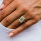 Old Mine 7.10 Ct Emerald Cut Moissanite Ring
