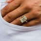 Old Mine 7.10 Ct Emerald Cut Moissanite Ring