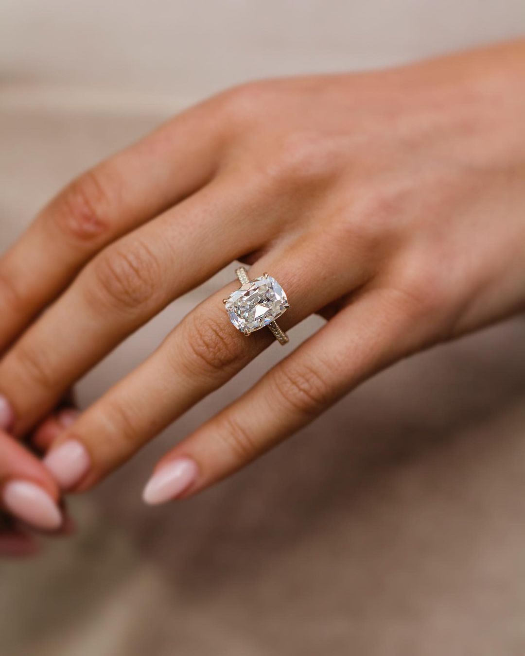 Old mine Ct Cushion Cut Moissanite Ring - Main Image