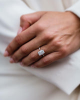 3 Ct  Radiant Cut Moissanite Ring Hidden Halo Ring