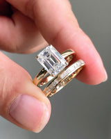 Bridal Set 3 Ct Emerald Cut Moissanite Engagement Ring