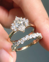 Bridal Set 3 Ct Marquise Cut Moissanite Engagement Ring