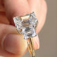 Three Stone 7.10 Ct Emerald Cut Moissanite Engagement Ring