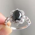 Black 2 Ct Oval Cut Moissanite Engagement Ring