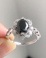 Black 2 Ct Oval Cut Moissanite Engagement Ring
