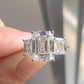 Three Stone 7.10 Ct Emerald Cut Moissanite Engagement Ring