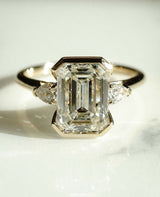 3.06 Ct Emerald Cut Moissanite Engagement Ring