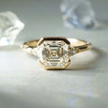 Bezel Set 1.50 Ct Asscher Cut Moissanite Engagement Ring