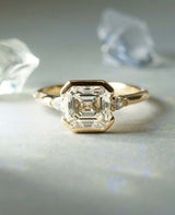 Bezel Set 1.50 Ct Asscher Cut Moissanite Engagement Ring
