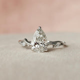 1 Ct Elongated Pear Cut Moissanite Engagement Ring