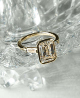2.20 Ct Emerald Cut Moissanite Engagement Ring