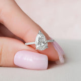 2 Ct Elongated Pear Cut Moissanite Engagement Ring