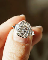 3.83 Ct Emerald Cut Moissanite Engagement Ring