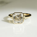 Bezel Set 2.71 Ct Asscher Cut Moissanite Engagement Ring