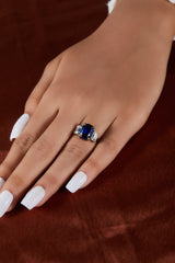 Blue Sapphire Cushion Cut Engagement Ring