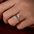 3 Ct Emerald Cut Hidden Halo Moissanite Ring