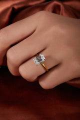 3 Ct Emerald Cut Hidden Halo Moissanite Ring