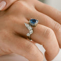 Blue Sapphire Cushion Cut Engagement Ring