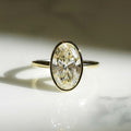 Bezel Set 3.05 Ct Oval Cut Moissanite Engagement Ring