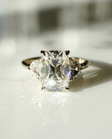 Old Mine 3.10 Ct Cushion Cut Moissanite Engagement Ring