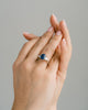 Three Stone Blue Sapphire Oval Cut Engagement Ring