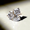 4.30 Ct Oval Pear and Cushion Cut Moissanite Engagement Ring