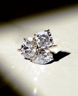 4.30 Ct Oval Pear and Cushion Cut Moissanite Engagement Ring