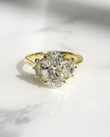 Three Stone 2.80 Ct Oval Cut Moissanite Engagement Ring