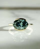 Blue Oval Cut Engagement Ring, Blue Moissanite Bezel Set Ring