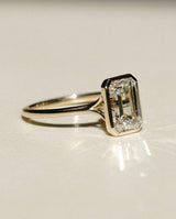 Bezel Set 2.60 Ct Emerald Cut Moissanite Engagement Ring