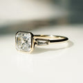 Bezel Set 1.94 Ct Asscher Cut Moissanite Engagement Ring