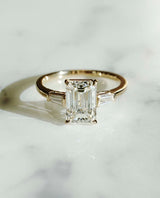2.44 Ct Emerald Cut Moissanite Engagement Ring