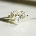 Three Stone 2.89 CT Pear Cut Moissanite Engagement Ring