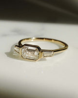 Bezel Set Three Stone 1.18 Ct Emerald Cut