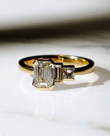 1.01 Ct Emerald, Baguette and Princess Cut Wedding Ring